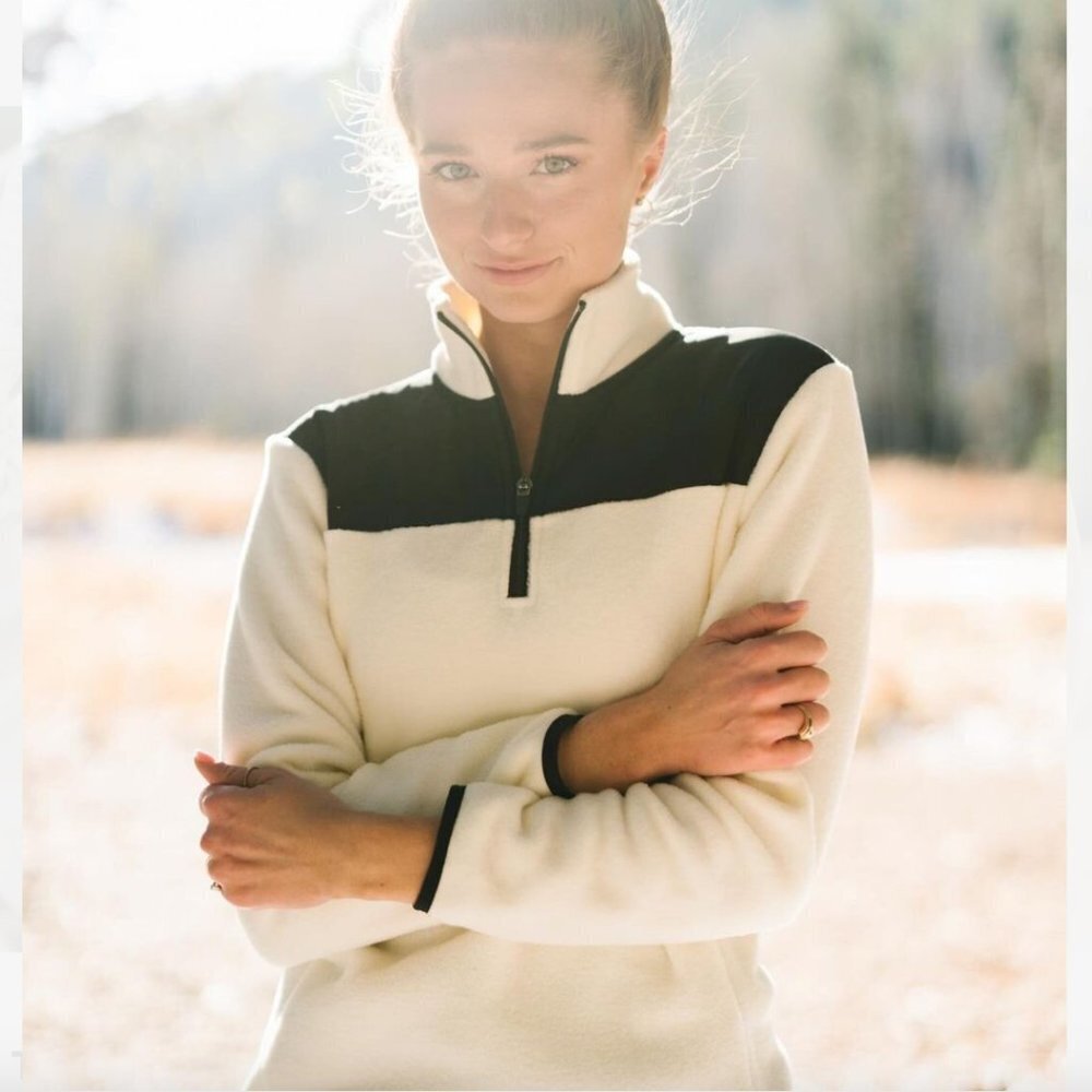 Zyia Active Black & White Combo 1/4 Zip Pullover Fleece Sweatshirt X-Large